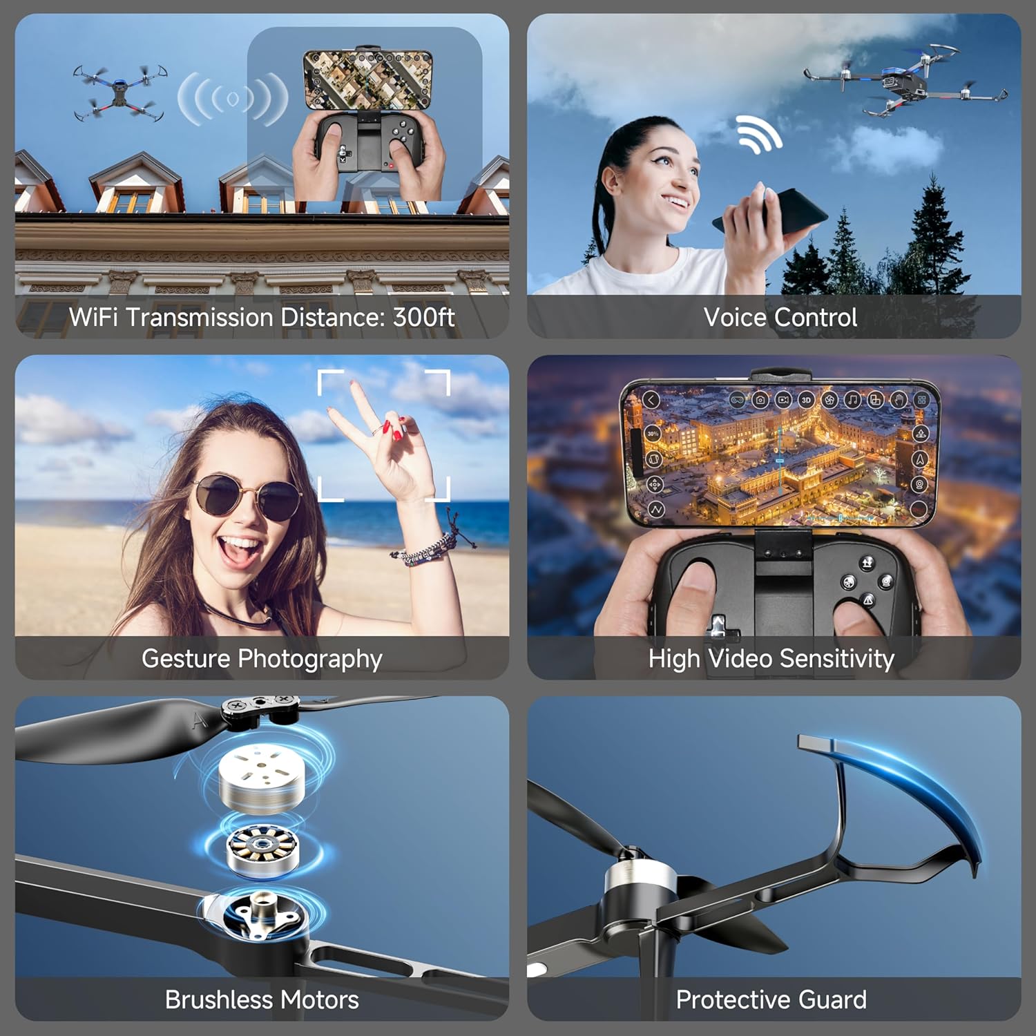 4k camera drone with brushless motor remote controller