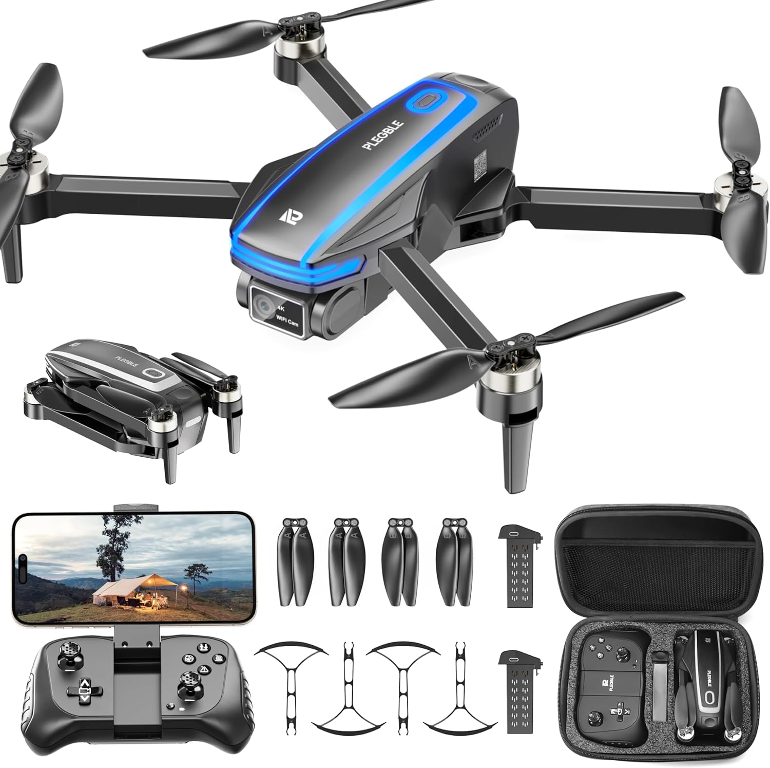 4k camera drone with brushless motor folded design